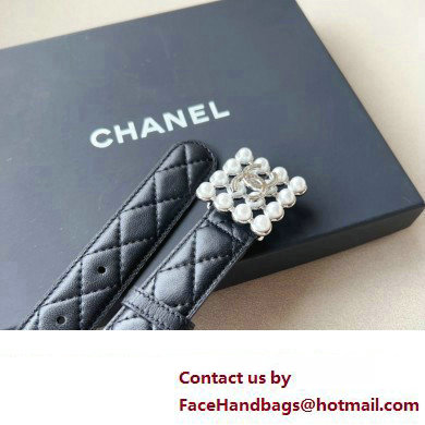 Chanel Width 3cm Metal  &  Glass Pearls calfskin belt AAA036 08 2024